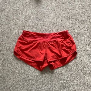 red lululemon speed up 2.5” shorts